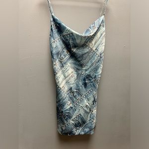 Urban Outfitters satin jeans pattern dress, new no tags